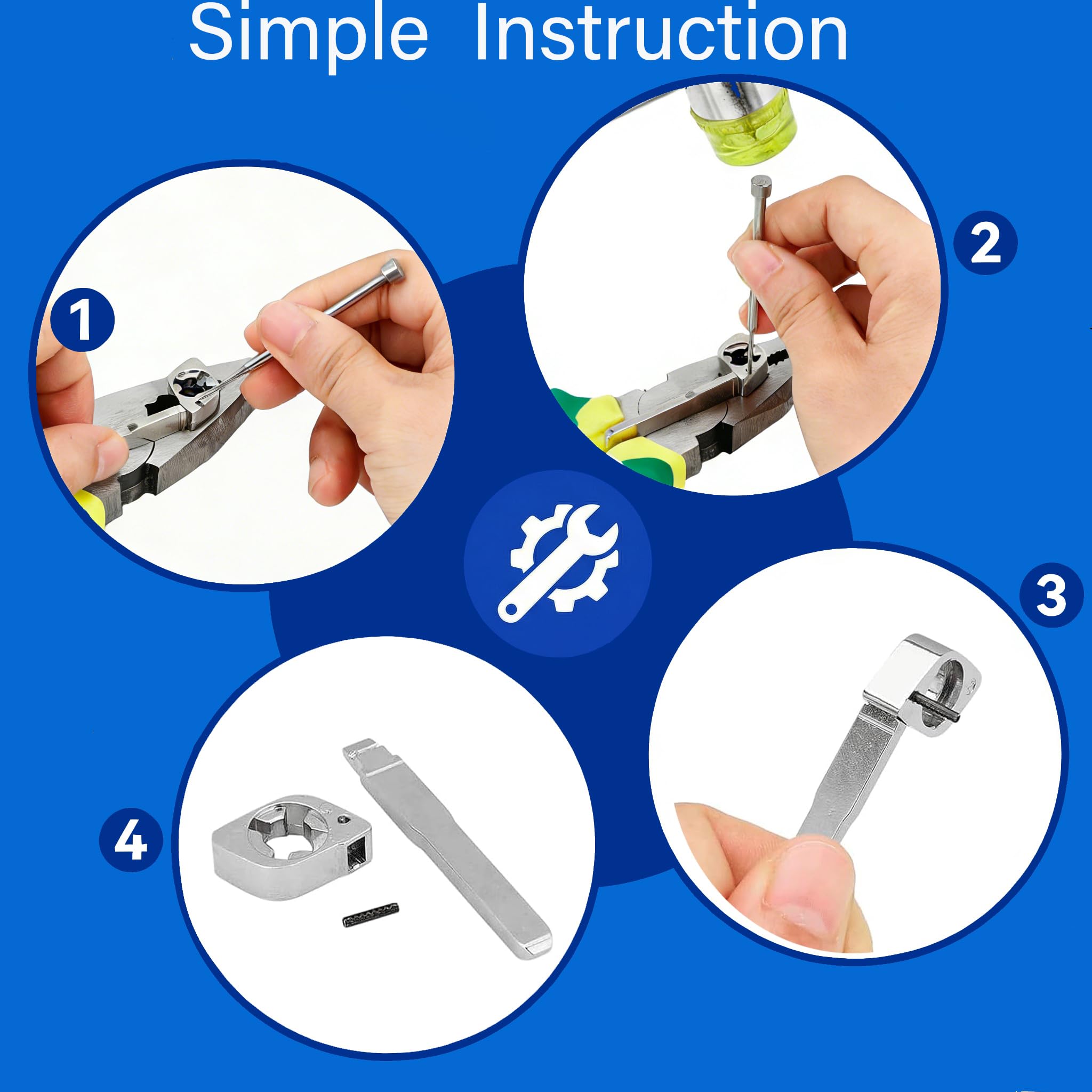 3 Buttons Flip Volkswagen Car Key Fob Shell for VW Up Golf MK5 MK6 Polo Tiguan Passat Jetta Caddy Transporter T6,Skoda Octavia Fabia,Seat Ibiza Leon Key Case with VW Key Blade Pin Tools - 5