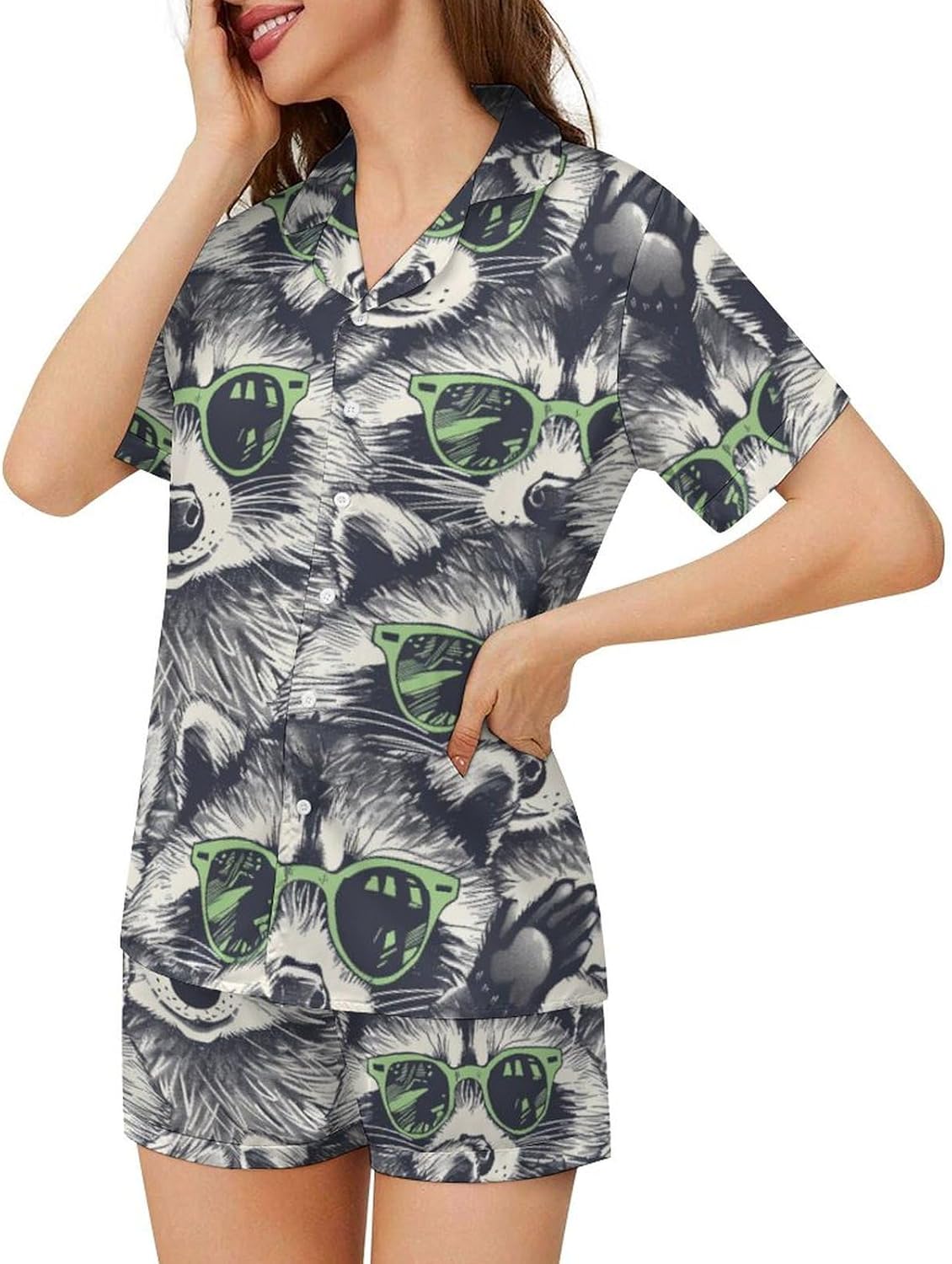 Delerain Womens Pajama Sets 2-Piece Short Sleeve Sleepwear Soft Satin Button Down Loungewear Pjs Shorts Set XS-5XL - Image 3