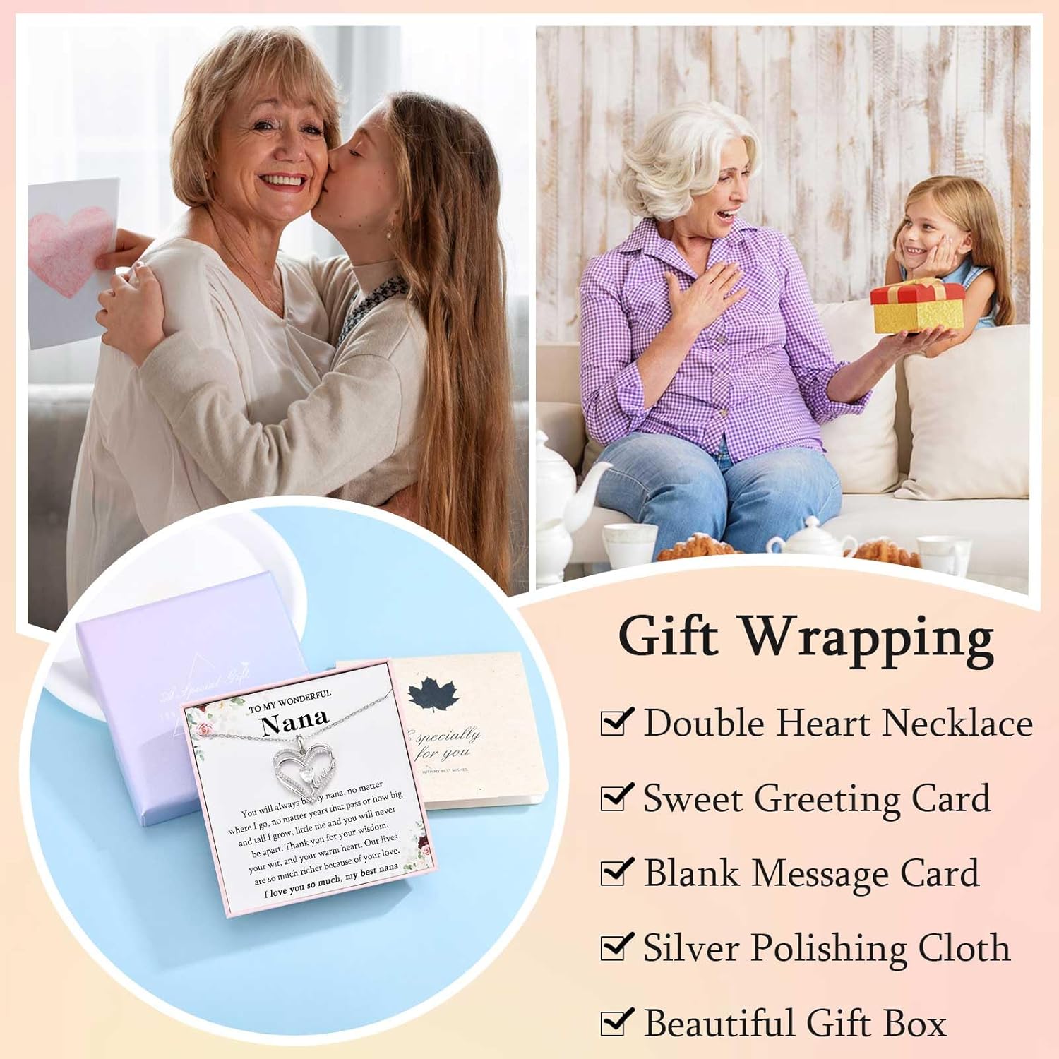 Stocking Stuffers for Girls Women, Double Entwined Hearts To My Daughter Sister Auntie Niece Grandma Nana Necklace Jewelry Christmas Valentines Mothers Day Easter Birthday Gifts for Girls Teens Women - Image 6