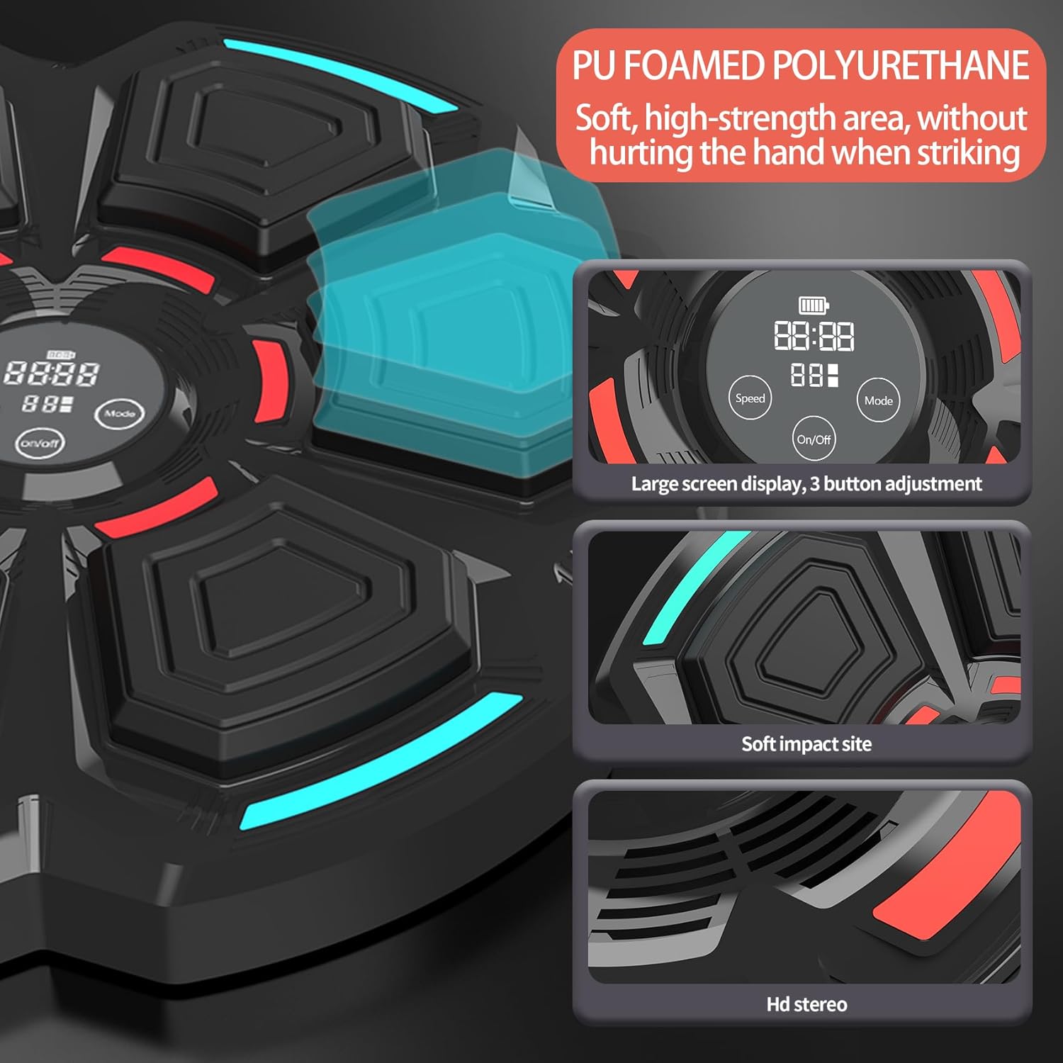 Keyoung New Music Boxing Machine with Gloves, Wall Mounted Smart Music Boxing Machine,Bluetooth Music Boxing Target Wall Target Kids Combat Trainer, Home Electronic Boxing Target Machine