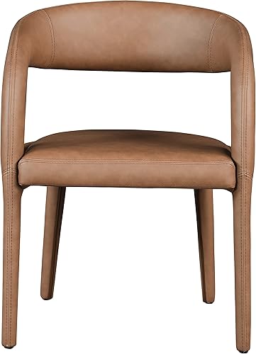 Miniatura 5 de Meridian Furniture 987Brown-C Sylvester Collection Modern Silla de comedor tapizada de cuero vegano contemporáneo con respaldo redondeado, 23.5