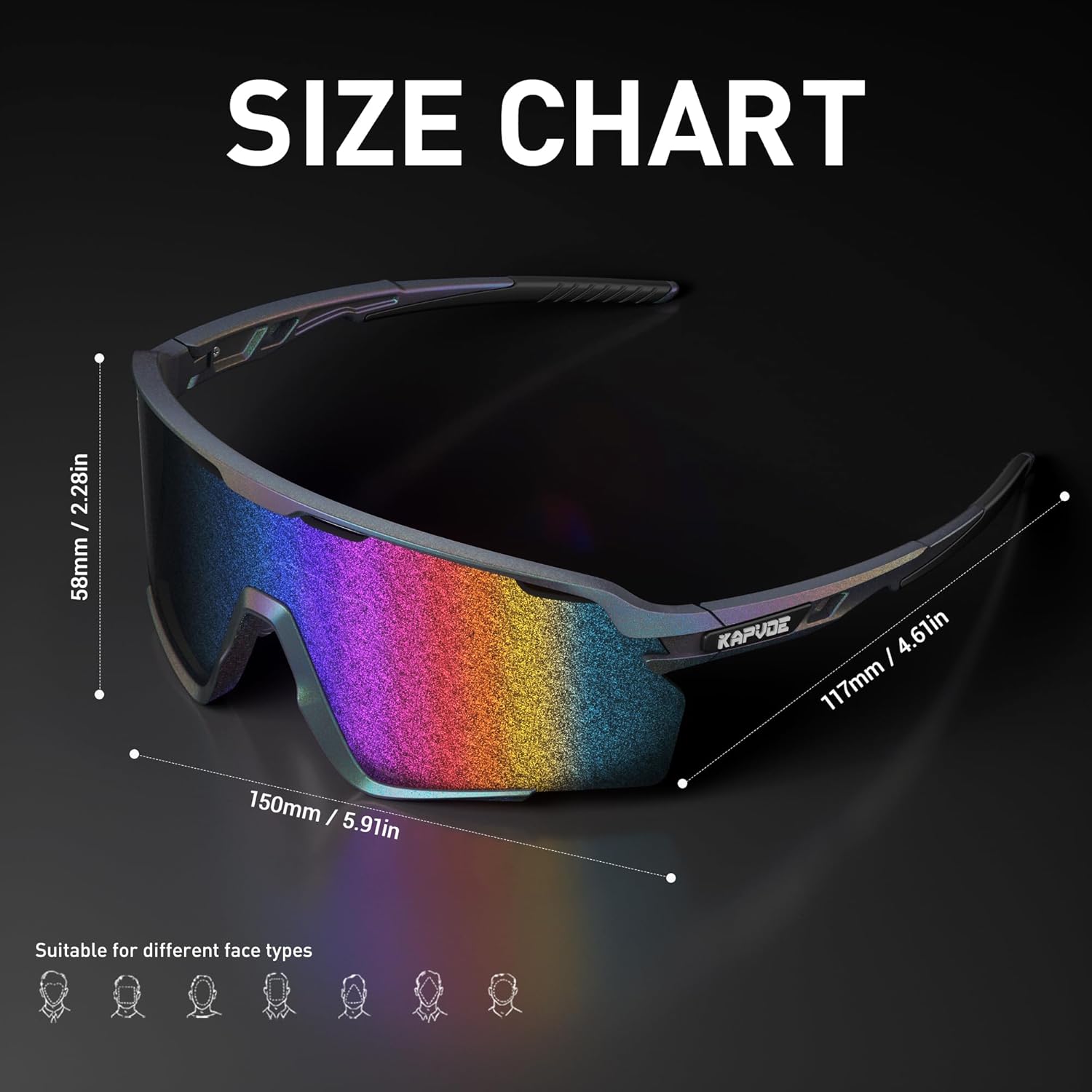 KAPVOE Cycling Glasses Men Women Mountain Bike Sunglasses Sports MTB Baseball Running Triathlon Golf Driving - K170