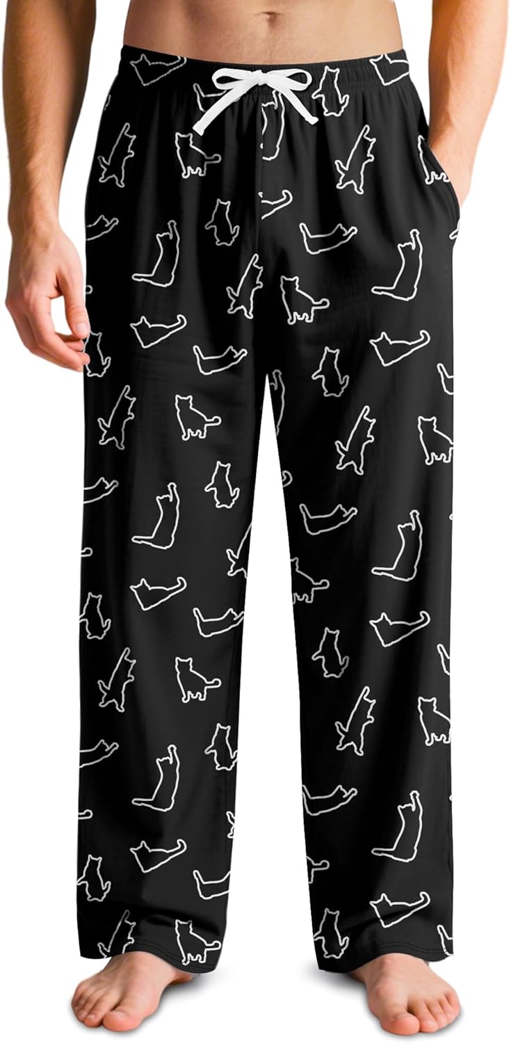 Mens Pajama Pants Soft Men Pj Bottoms with Pockets Drawstring Sleep Lounge Pant for Men (M-XL)