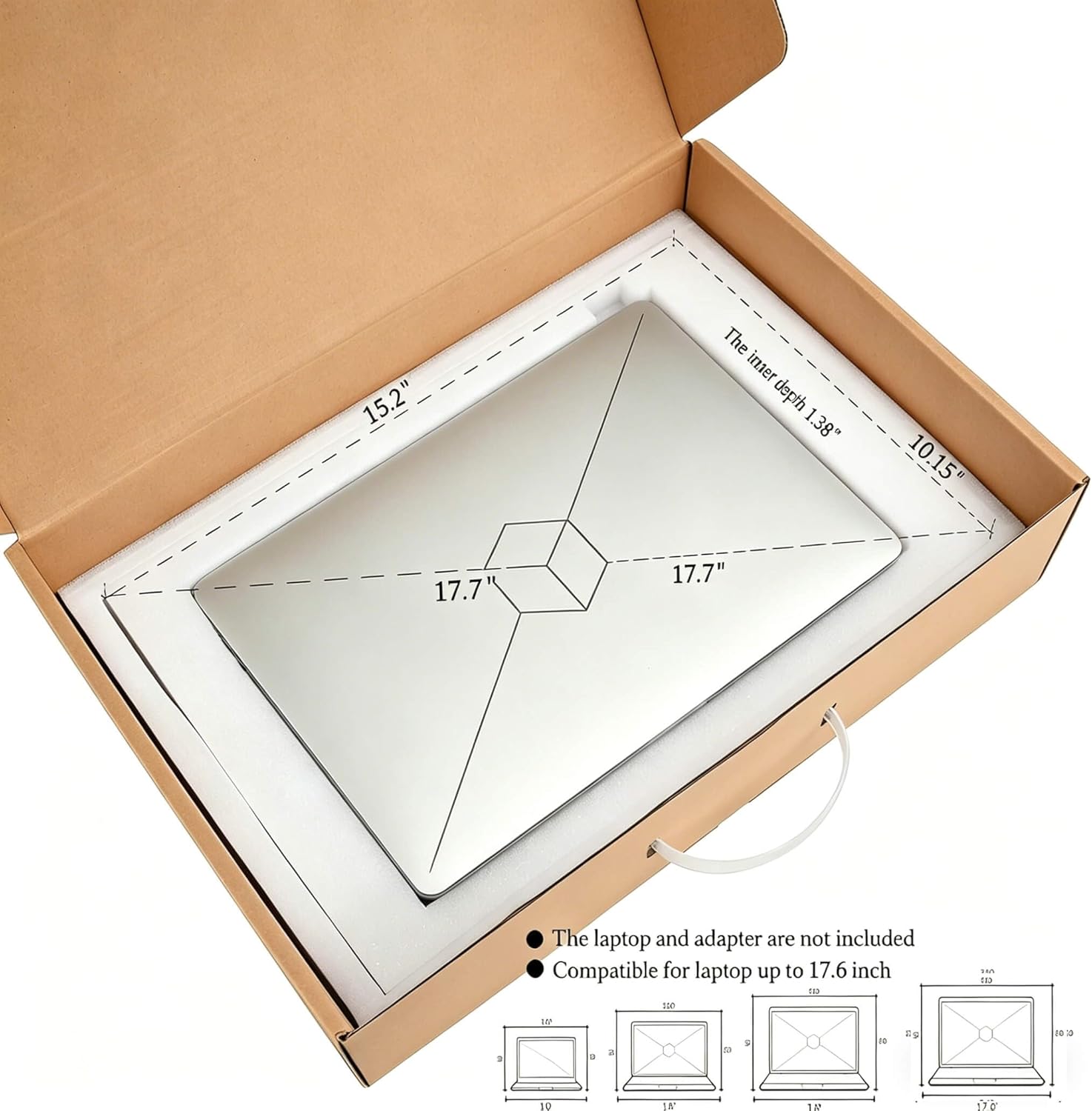 Laptop Shipping Box Return Box for Laptop Mailer with Foam Protection and Carrying Handle Fits Screen Sizes Up to 17.6 Inch