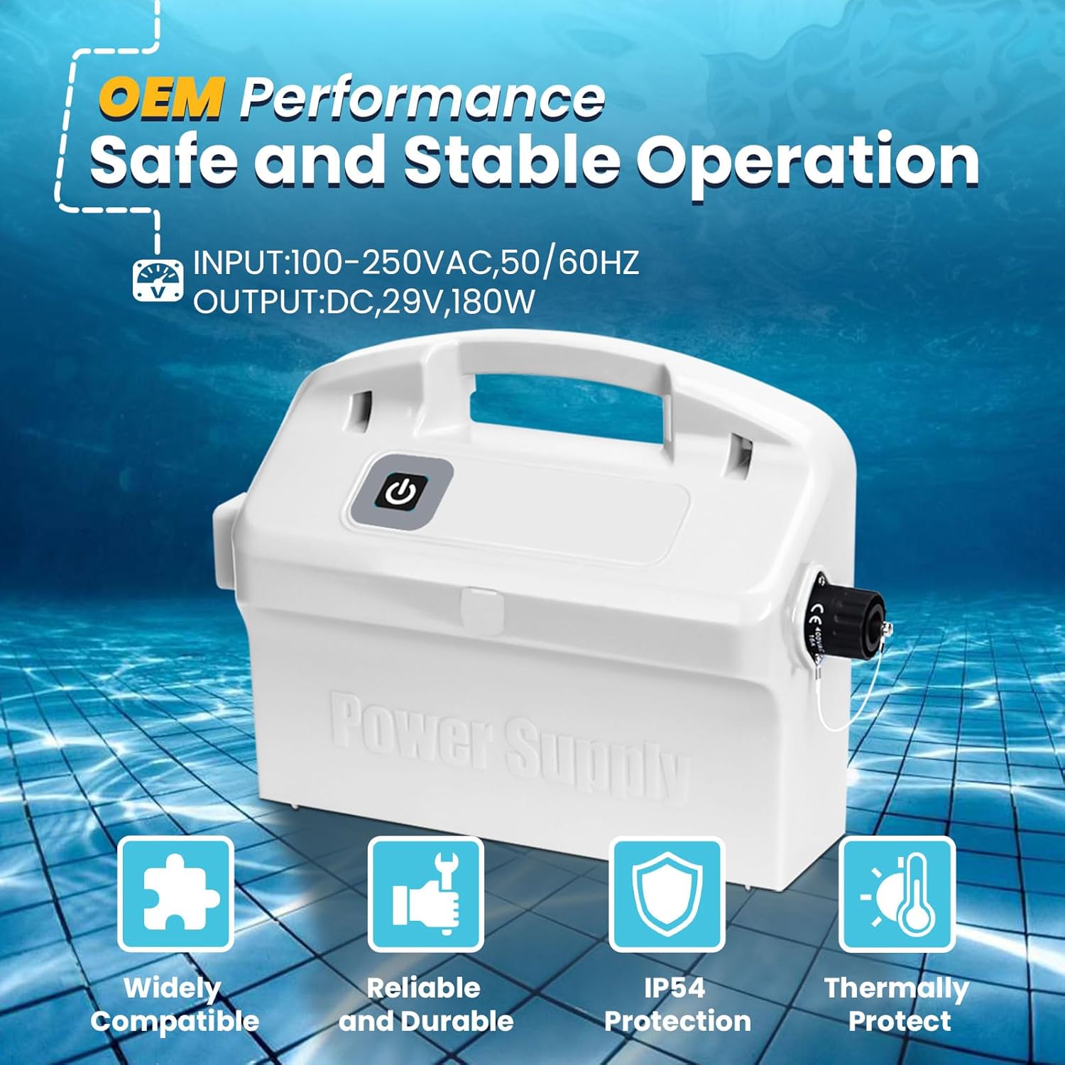 9995670-US-ASSY Basic Power Supply Replacement for maytronics dolphin power supply (Diagnostic 2001/2002/3001, nautilus(Old)， Advantage Old/Plus, Commander, Saturn, DX4/DX5 etc.) with Power Cord