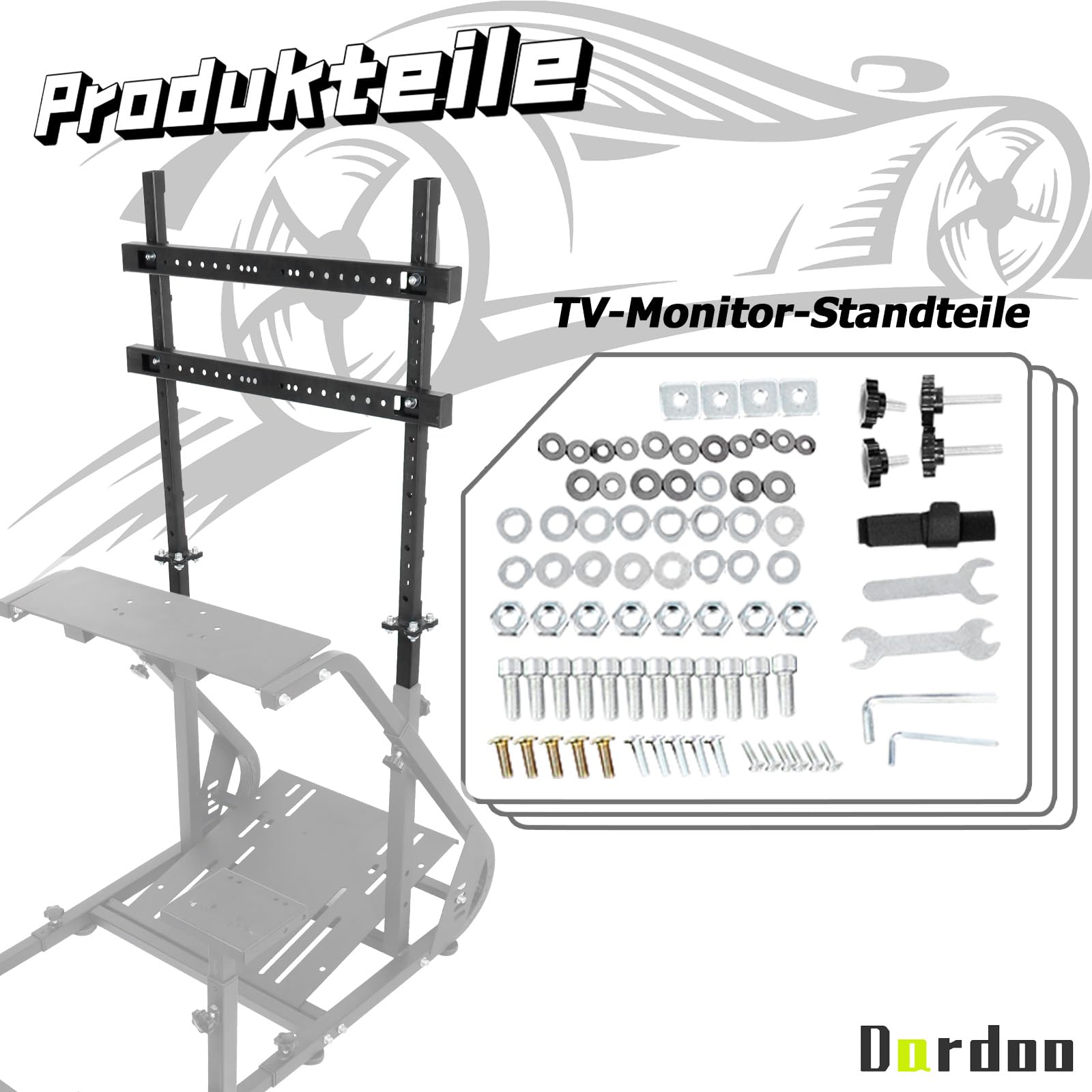 Dardoo Racing Simulation Cockpit TV Halterung ist für Das Vierkantrohr Racing Cockpit Geeignet Und Kann An Einen 27 bis 55 Zoll Bildschirm Angepasst Werden Das Frame Zubehör Beinhaltet Nicht