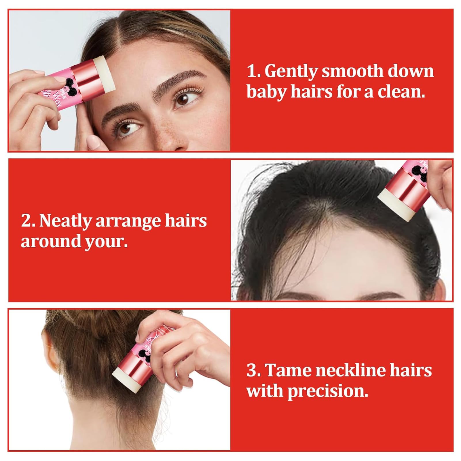 Hair Wax Stick Parrucchiere per Stick Capelli Ribelli - Wax Stick Hair, cera per capelli a lunga durata, lisciante per donne e bambini, bastone di finitura per capelli - rivitalizza e nutre i capelli