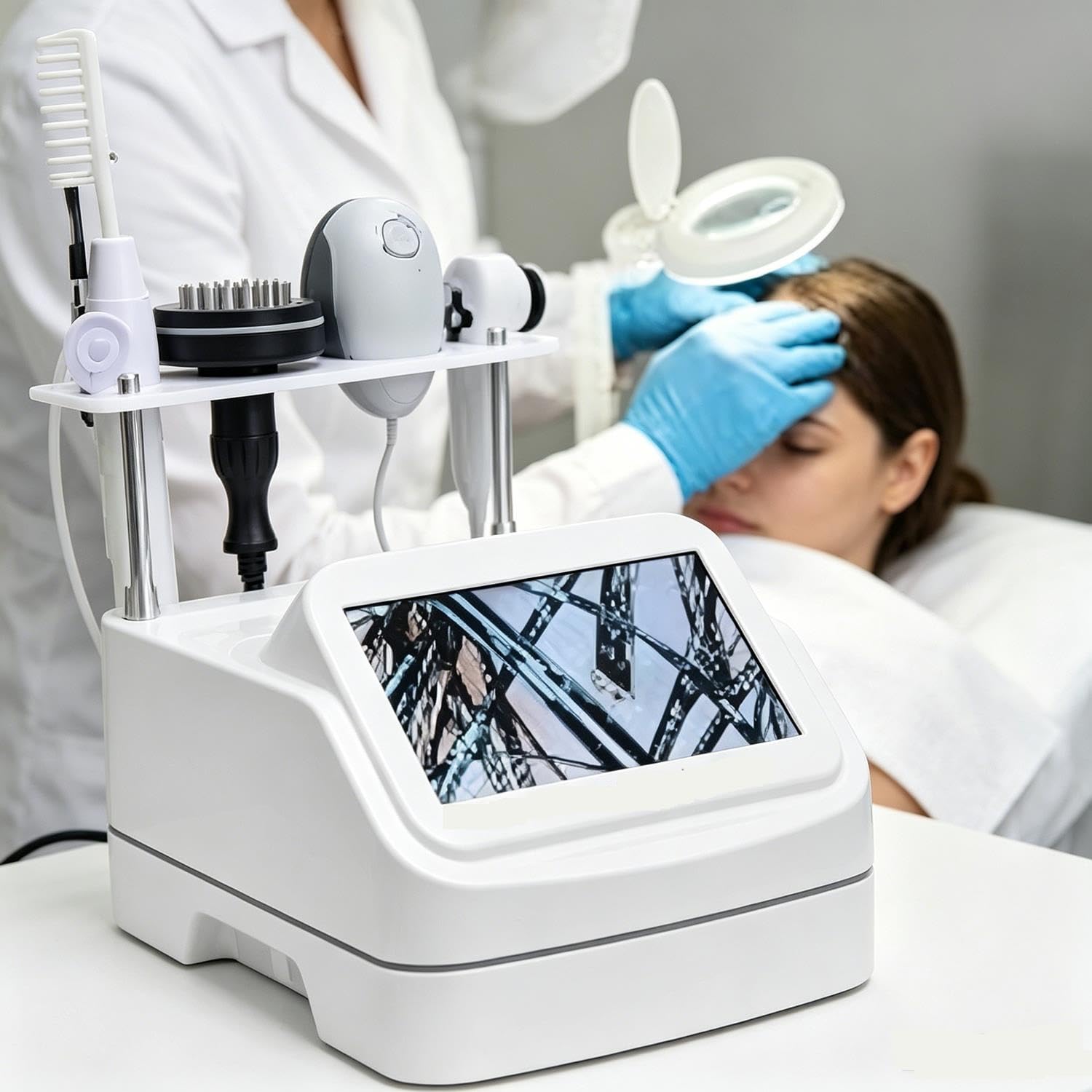 Dispositivo 5 In 1 Per L'analisi Del Cuoio Capelluto E Il Massaggio