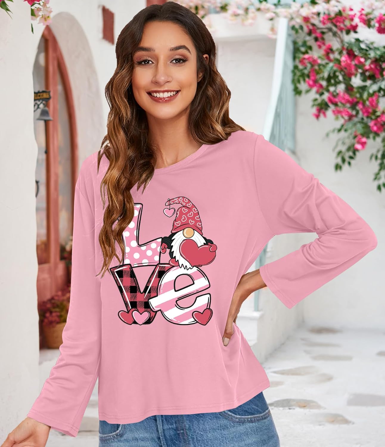 Valentine Shirts for Women Love Heart T Shirt Long Sleeve Valentines Gift Shirt Casual Tee Tops - Image 3