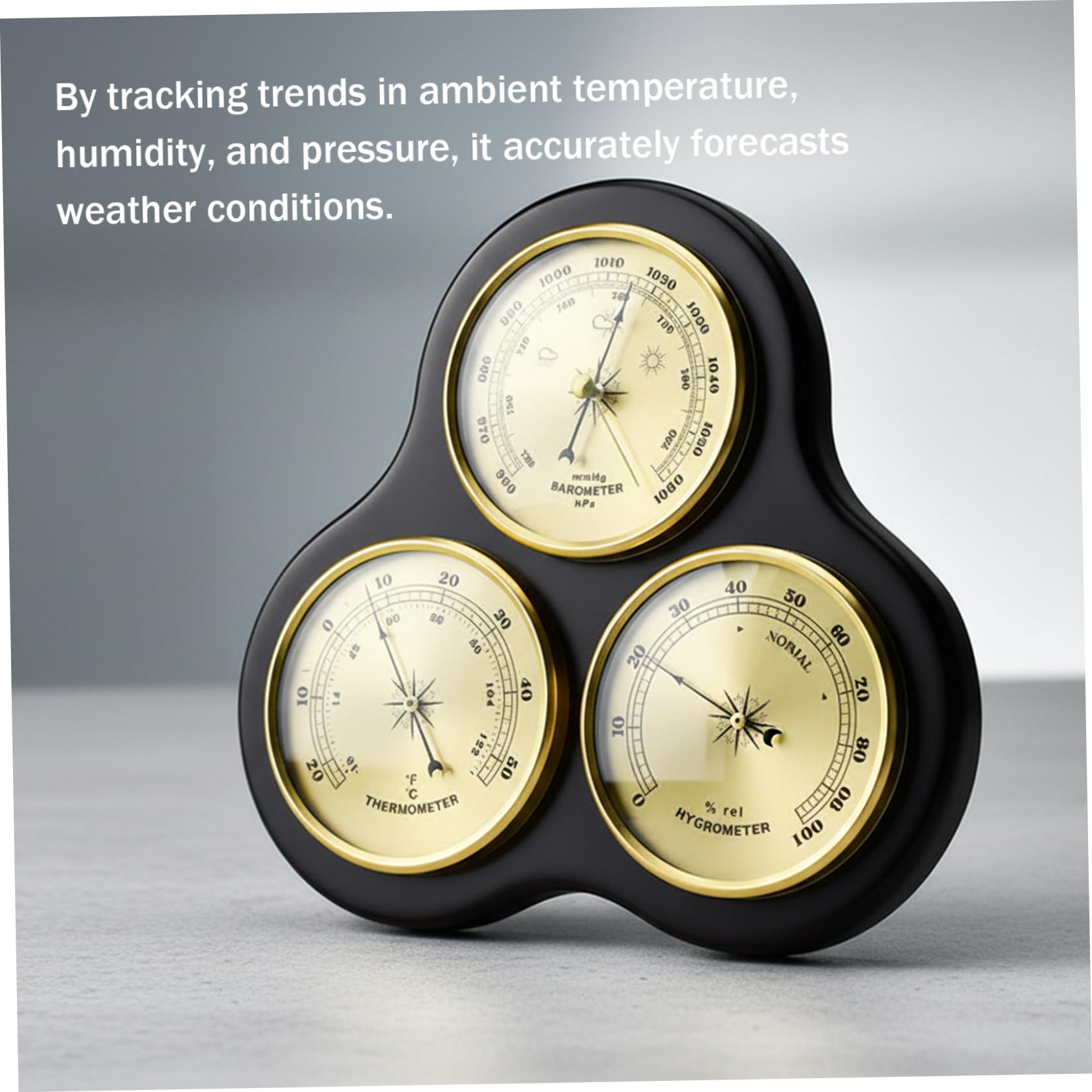 Barometro meteorologico per la casa, barometro per interni, con igrometro e termometro, montaggio a parete, stazione meteorologica per interni per casa e ufficio, 25 x 24 x 3 cm