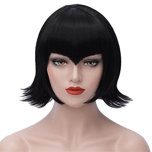 Miniatura 2 de Peluca de pelo corto Bob con flequillo recto sintético peluca natural como pelo real 12 pulgadas