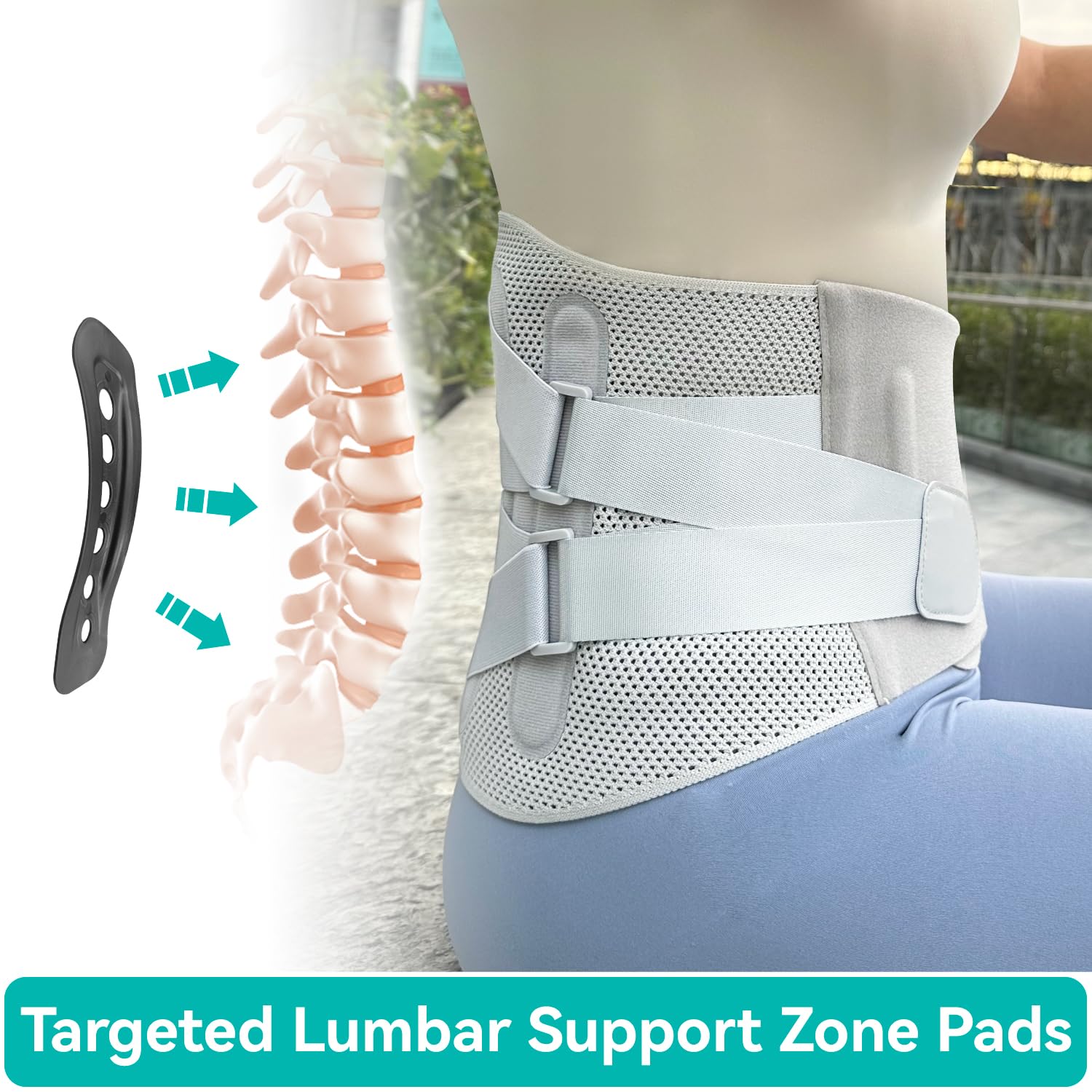 Advanced Back Brace for Lower Back Pain Relief, Fully Adjustable, Breathable and Comfortable Back Sopport Belt for Herniated Disc, Sciatica, Long Torso Lumbar Support Belt for Men and Women Office, Work and Exercise