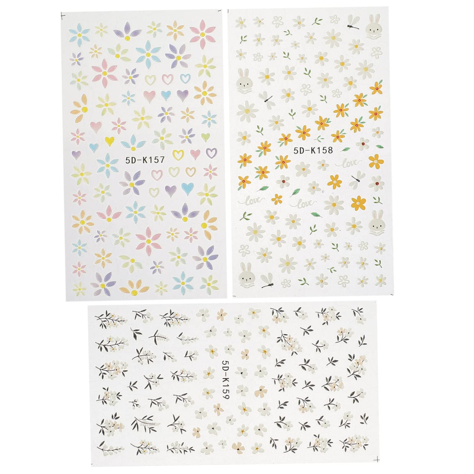 VICASKY 15pezzi Adesivi Per Unghie Embossed Nail Art Stickers Manicure Decorazioni Autoadesive Per Occasioni Speciali e Uso Quotidiano