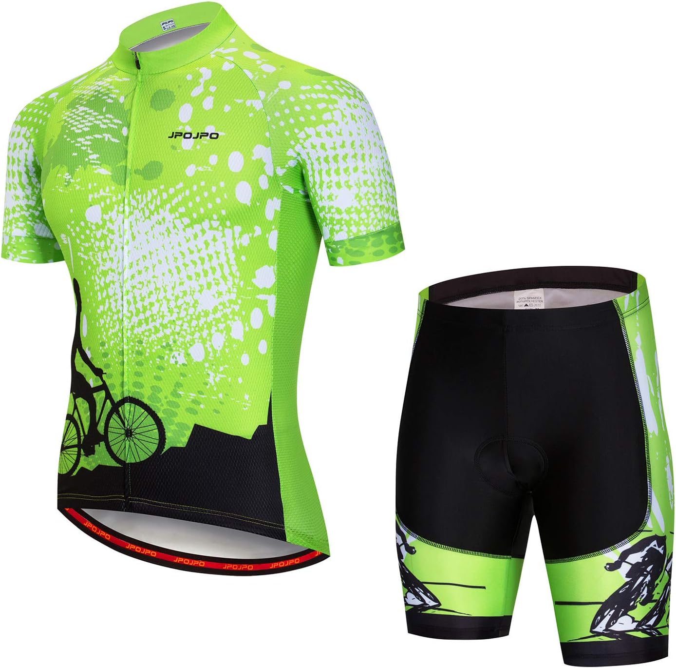 Men Cycling Jersey Set Bike Short Sleeve Shirt Tops+5D Padded Shorts S-3XL
