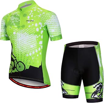 Men Cycling Jersey Set Bike Short Sleeve Shirt Tops+5D Padded Shorts S-3XL