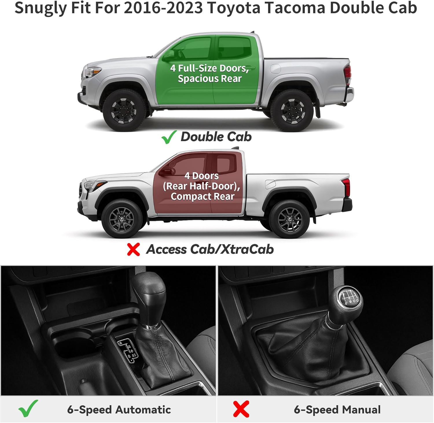 YITAMOTOR Floor Mats for Toyota Tacoma 2016-2023 Double Cab Automatic, Custom Fit All Weather Anti-Slip TPE Rubber Mat, Toyota Tacoma Accessories SR/SR5/TRD/Limited/Trail Floor Liner, 1st & 2nd Row