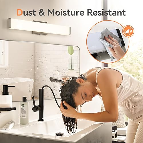 Miniatura 5 de Amico Lámpara de tocador de baño de 16 pulgadas, regulable, 5CCT, luces LED de tocador para baño, modernas luces de pared negras, certificado ETL