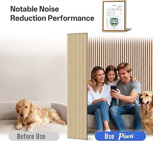 Miniatura 2 de PIWA Paneles acústicos de madera de 9 + 0.472 in, 94 x 24 pulgadas, superficie MDF de 0.47 pulgadas con núcleo absorbente de sonido de 0.394