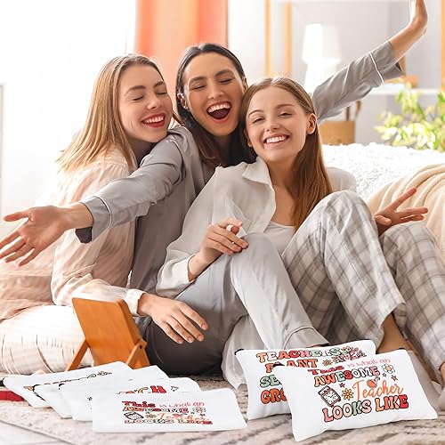 Miniatura 5 de Yahenda 16 bolsas de maquillaje para profesores, bolsas de cosméticos arcoíris a granel, regalos para profesores para el día del profesor, semana de