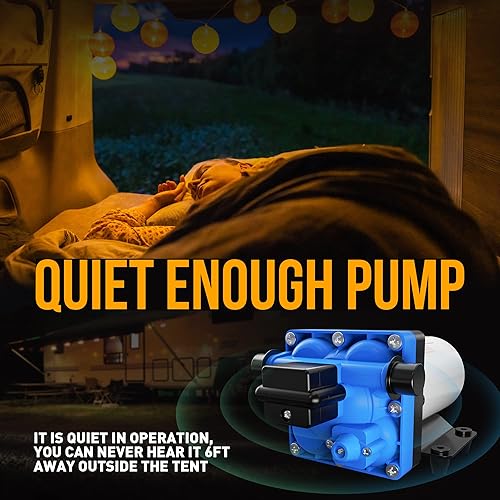 Miniatura 4 de SnowyFox Bomba de agua RV de 12 V 5.5 GPM, azul, estilo moderno, hierro fundido, bomba de agua multiusos, 70 PSI, parada y arranque automáticos,