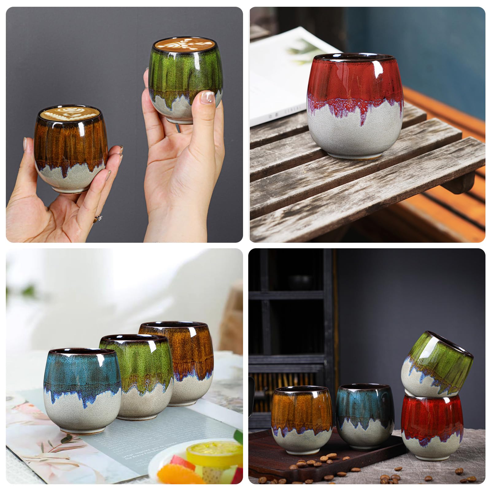 Lot de 4 tasses à thé, tasses à thé et soucoupes à cappuccino en céramique pour la maison Lot de 4 tasses à thé, tasses à thé et soucoupes à cappuccino en céramique pour la maison