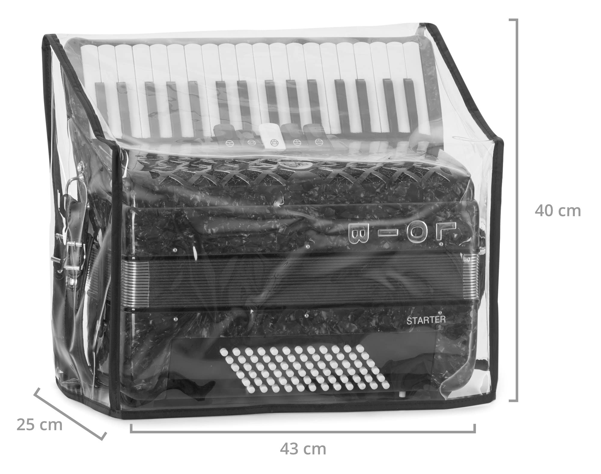 Alpenklang Copertura Fisarmonica Steirische Trasparente - Custodia per Steirische - Dimensioni (LxPxA): ca. 38 x 22 x 38 cm - in PVC - Trasparente