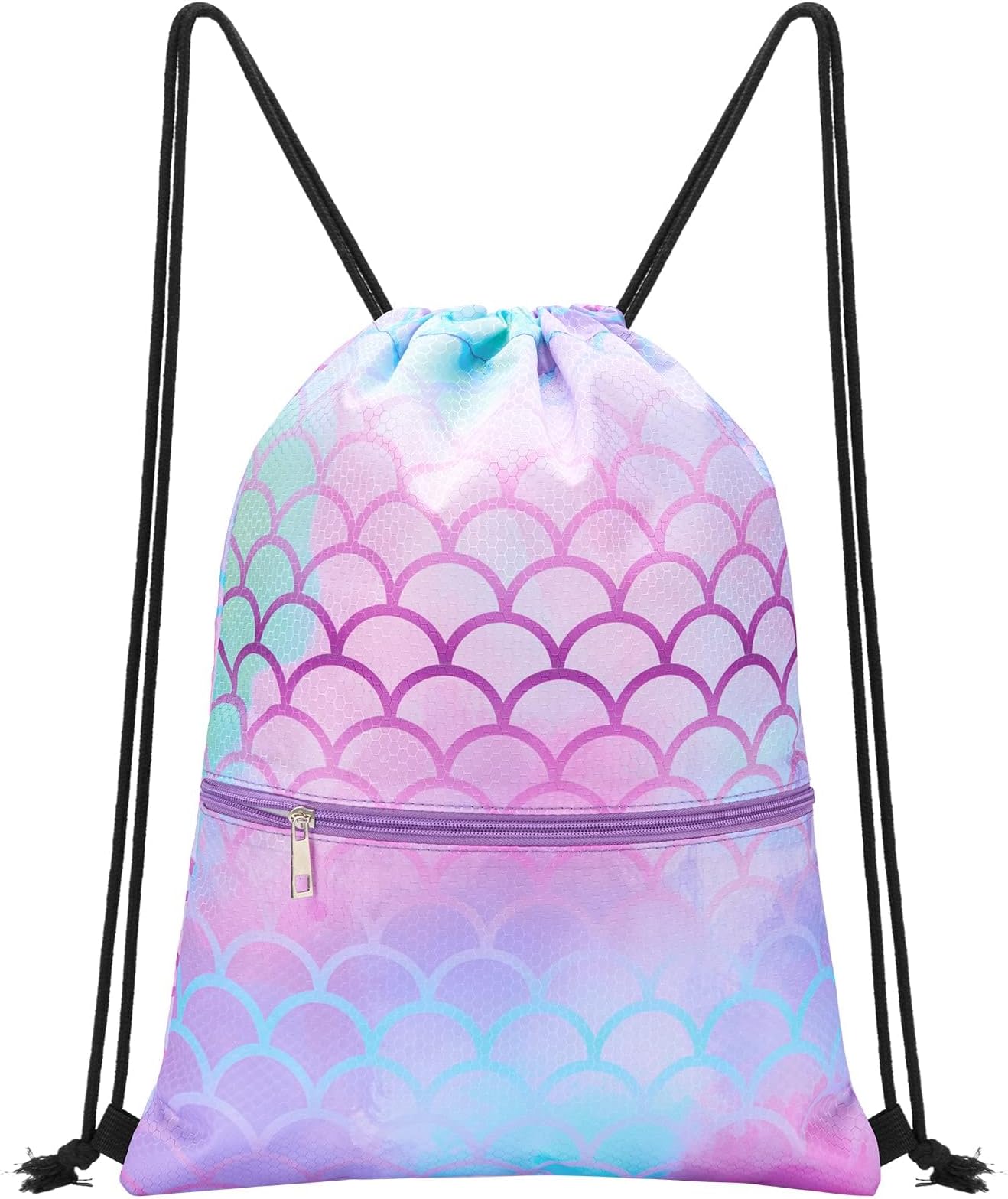 WAWASAM Kids Drawstring Backpack, Gym Swim Bag Cinch Bag for Girls Boys with Zipper Pocket