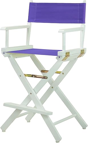 Casual Home 220-01/021-41 - Silla de director, asiento temporal de 24 pulgadas, altura de contador blanco/lona púrpura