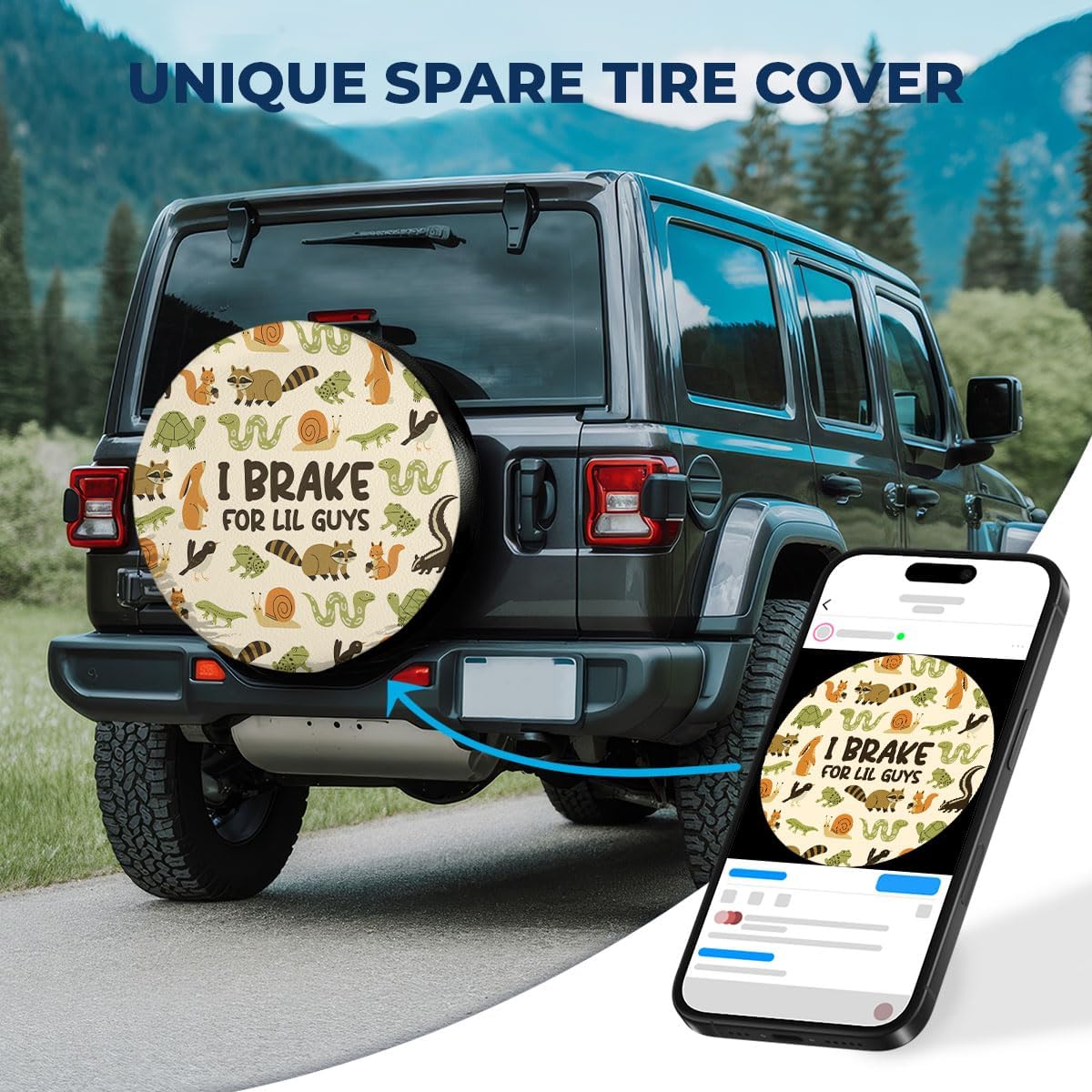 GENANY Wildlife Animal Father's Day PVC Spare Tire Cover for RV Trailer, Waterproof, Size 14 Fits 24-27 Inch