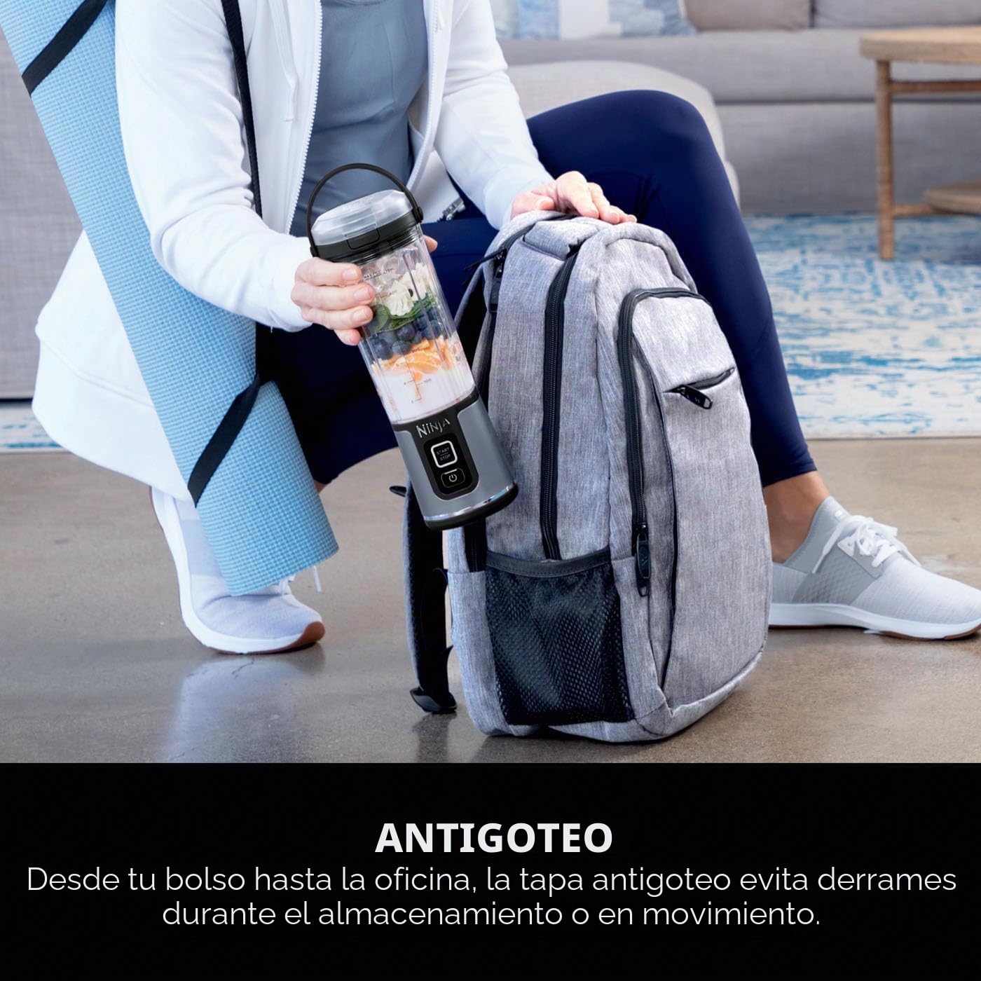 Ninja Blast BC151UKBK - Batidora portátil de 530 ml, tapa a prueba de fugas y boquilla para sorber, potente licuadora inalámbrica, recargable, batidos portátiles, batidos de proteínas, mezclas de