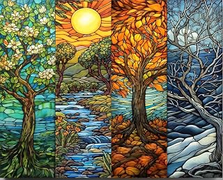 GemZono Diamond Painting Kits for Adults,Four Season Tree 5D Diamond Art Kits for Adults Beginner Gem Art Full Drill Round Diamond Dots for Adults Home Wall Decor 12x16in/30×40cm