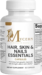 Hair, Skin & Nails Supplement with Biotin, Vitamin B7, Folate, Zinc, Iron, Horsetail, Fo-Ti – Supports Collagen & Elastin – Nail Strengthener – 60 Vegetable Capsules – Made in USA