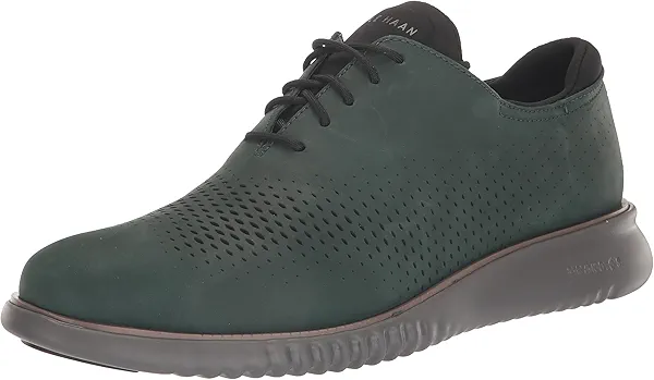 Cole Haan Men's 2.Zerogrand Laser Wingtip Oxford Lined, Scarab/Aventurine, 11