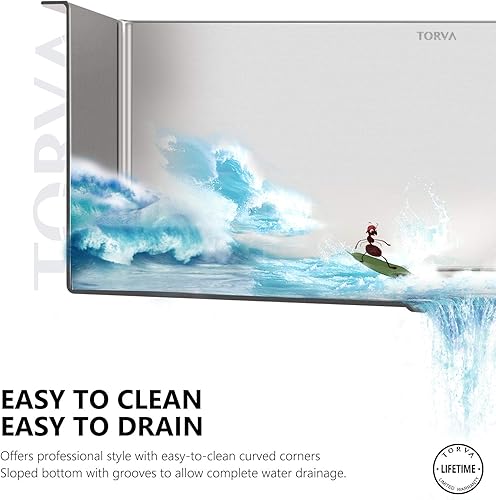 Miniatura 7 de TORVA Fregadero de Montaje Bajo para Cocina de Acero Inoxidable de una Cavidad Calibre 16, Fregadero de Cocina de 9 Pulgadas de Profundidad, US 15 x