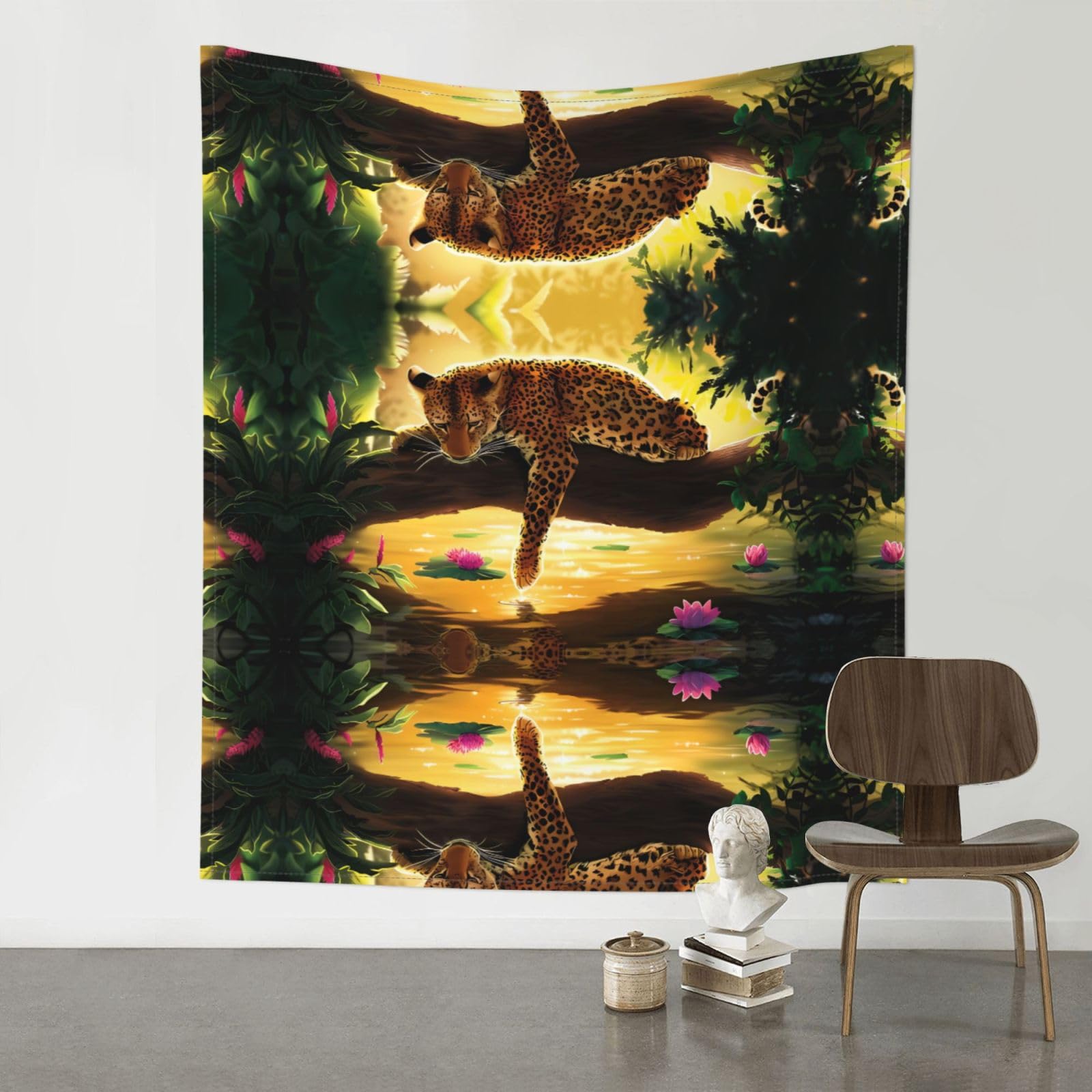 YYHHAOFA Animals Tiger Prints 60x51in Wall Tapestry – Durable Polyester Throw for Dorm, Beach, & Home Decor