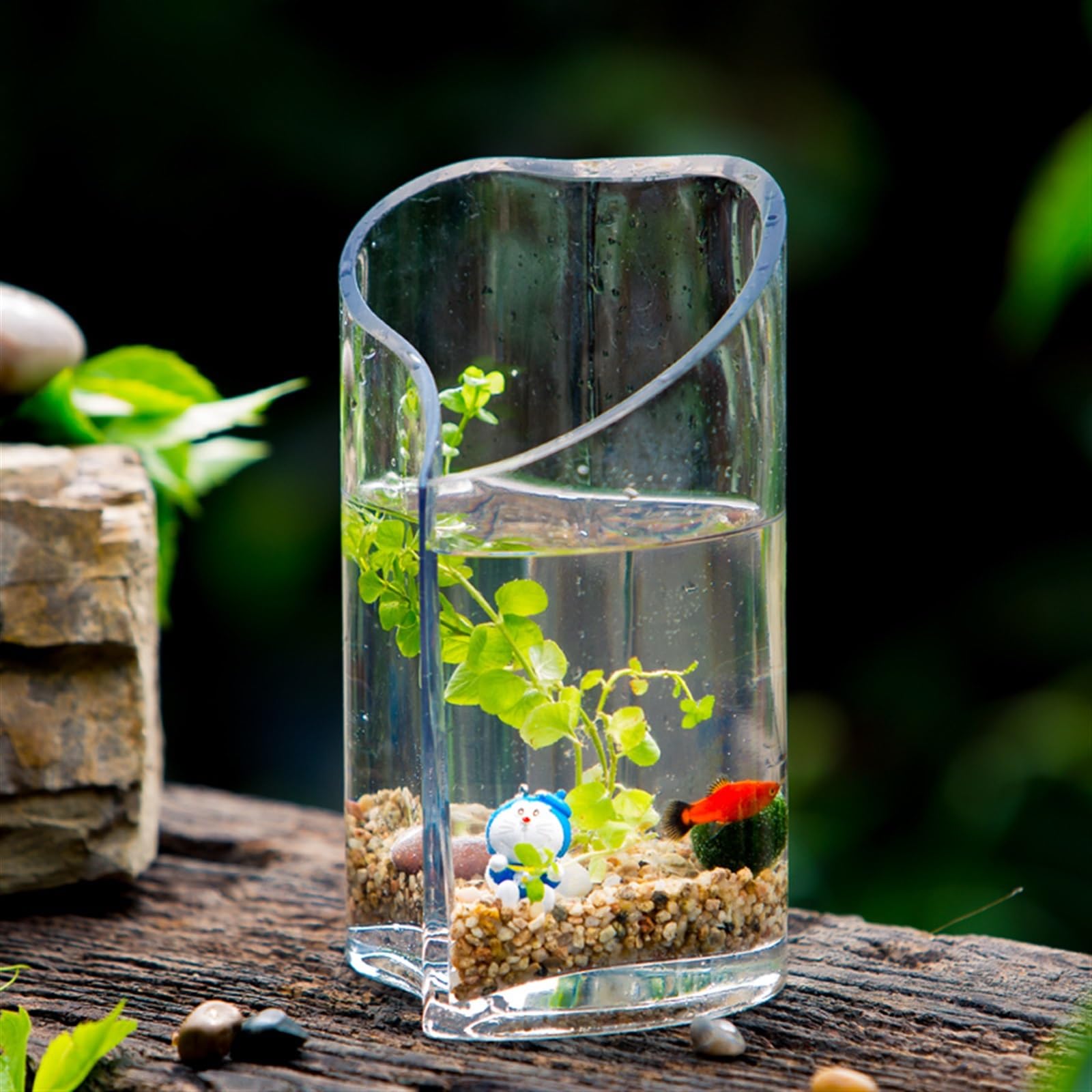 Acquario per Pesci Piccolo Acquario for Pesci Rossi in Vetro, Mini Acquario da Tavolo, Acquario Creativo a Forma di Cuore, 12,5 cm x 22,5 cm Acquari
