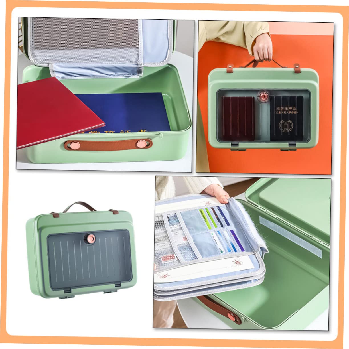 FRCOLOR Porte-Passeport de Voyage Multicouche Vert Grosse Capacité en Abs et Toile, Paquet Pratique et Multifonction pour Organiser Dossiers et Certificats en Déplacement