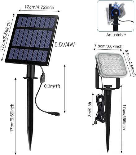 Miniatura 4 de T-SUN Focos solares para exteriores, 4 en 1 que cambian de color, luces RGB para estanque de jardín con encendidoapagado automático para patio,