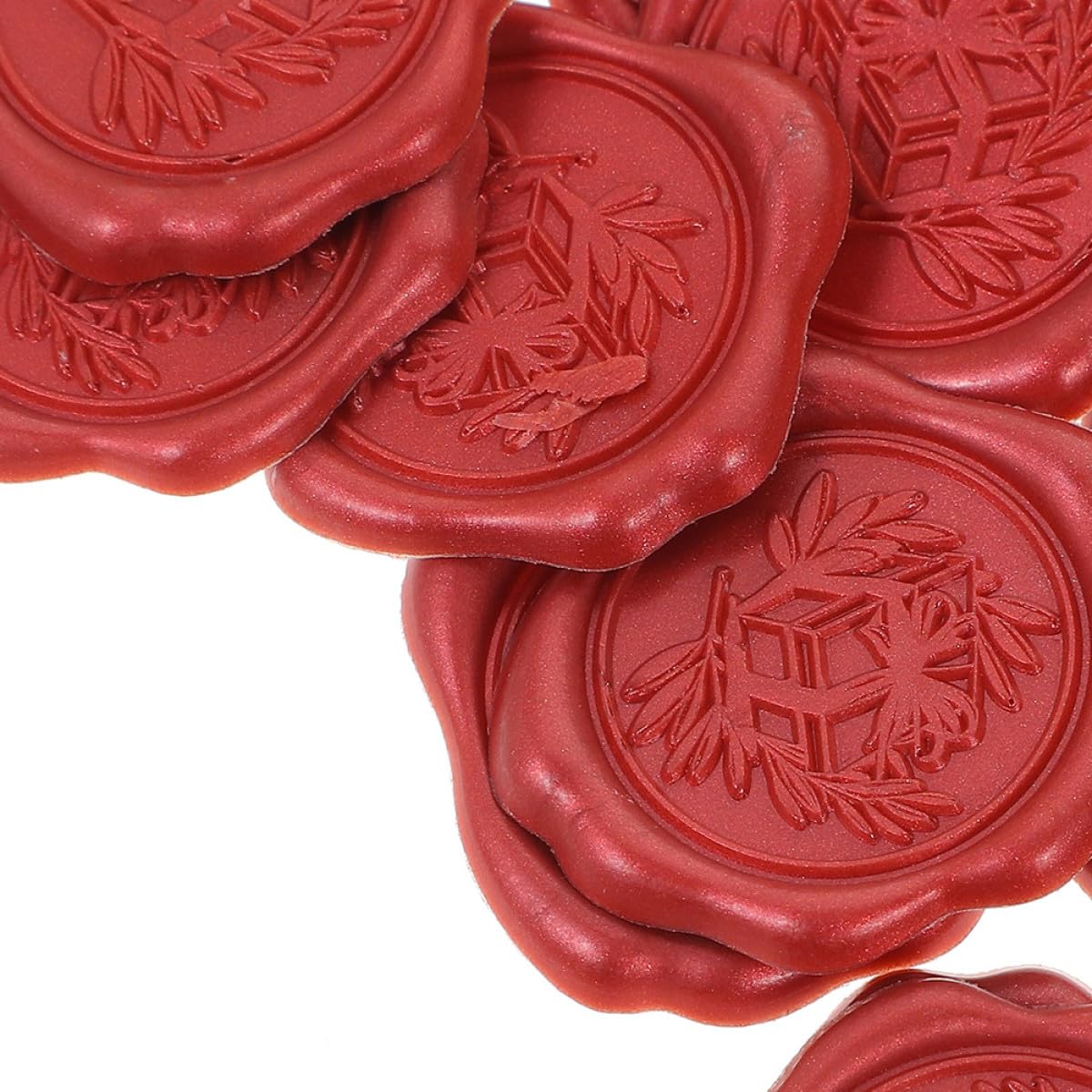 100 Autocollants Sceau à Cire Rouges, Adhésifs pour Enveloppes et Boîtes