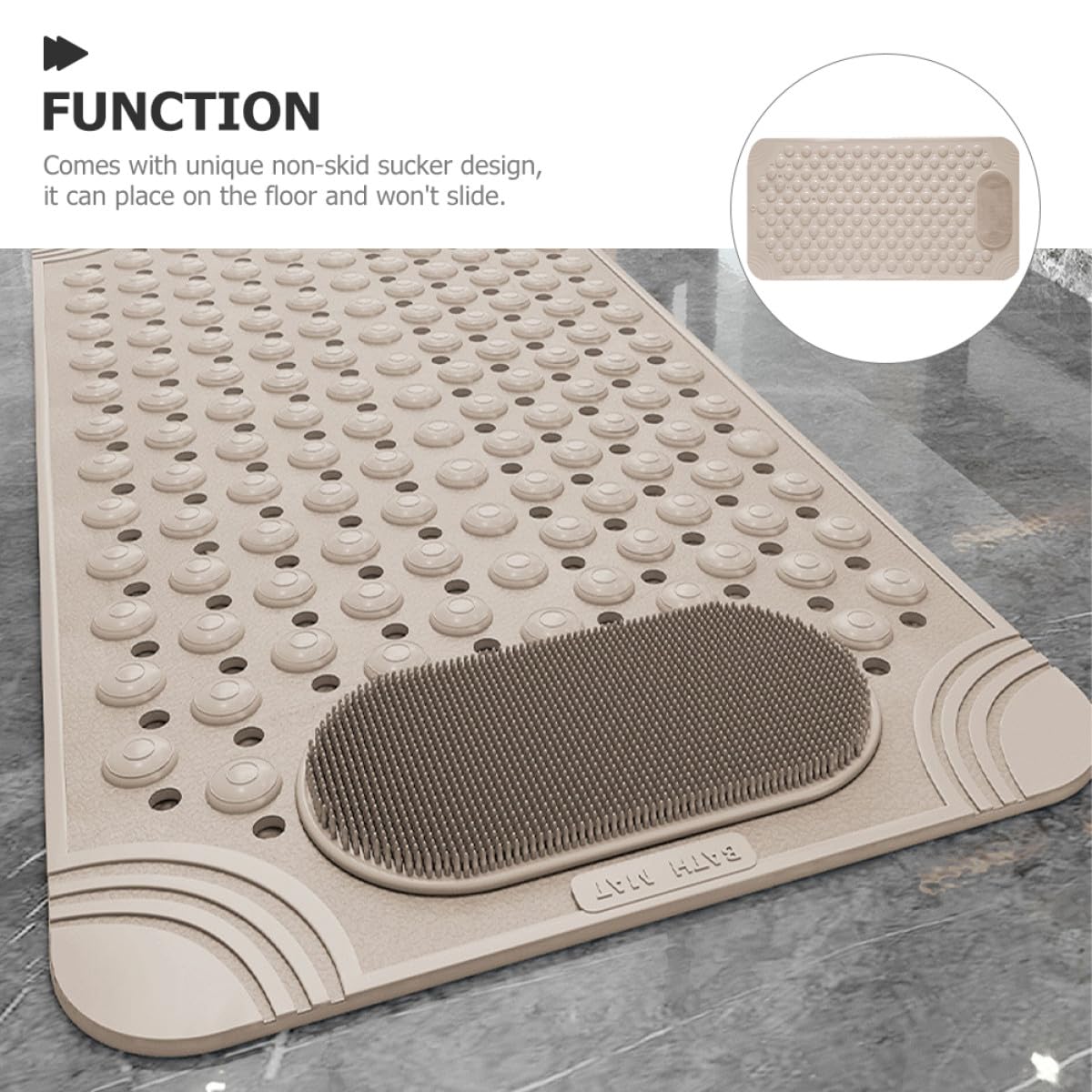 Didiseaon Alfombrilla y Diseño Beige de Ducha Antideslizante de PVC Adecuado como Almohadilla de Masaje y Exfoliación de Pies en Ducha con Ventosas Resistentes para Baño