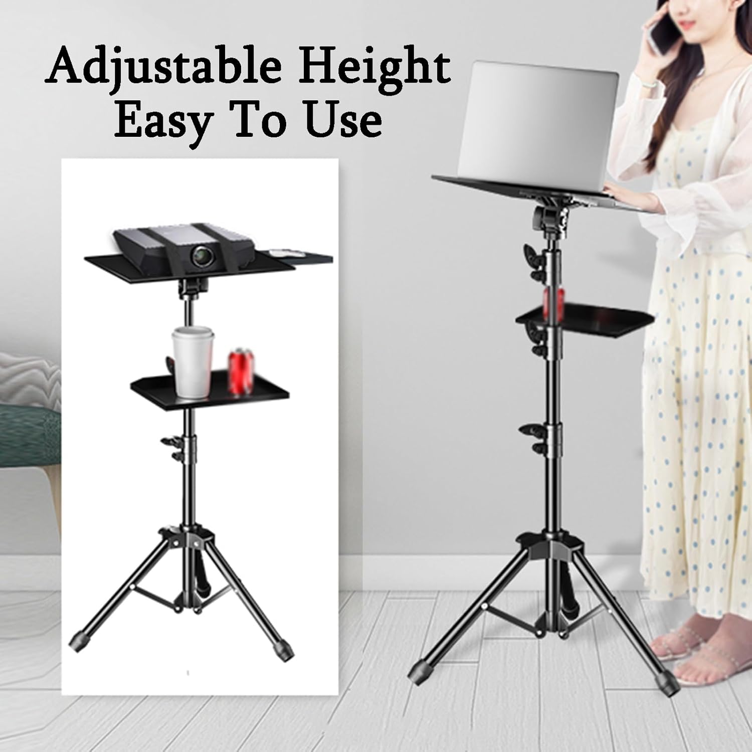 Laptop Floor Stand,Liftable Aluminum Alloy Workbench,Portable Projector Floor Stand,Suitable for Home Outdoor Office