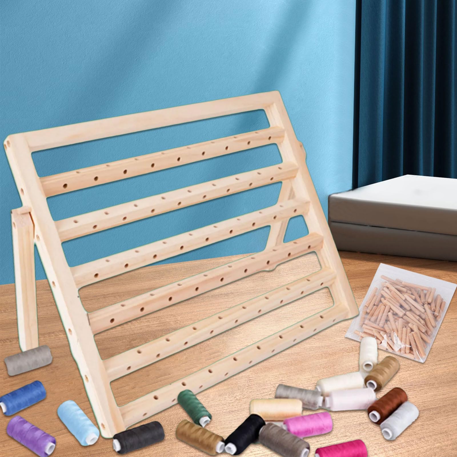 PANGBOER Support d'organisation de couture et de broderie en bois pour organiser les fournitures de couture et de matelassage