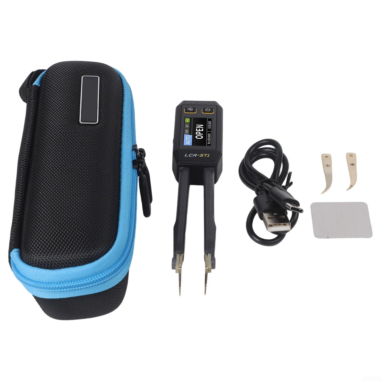 LCR-Messgerät LCR-ST1 Digital Brückenmesszange mit 3 Frequenzen für SMD Bauteile Automatischer Tester USB-C 1.14 Zoll Display