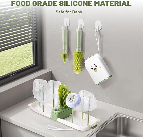 Miniatura 2 de Juego de cepillos limpiadores de biberones para bebés, juego de cepillos limpiadores de botellas, kit portátil de limpieza de botellas, cepillo de