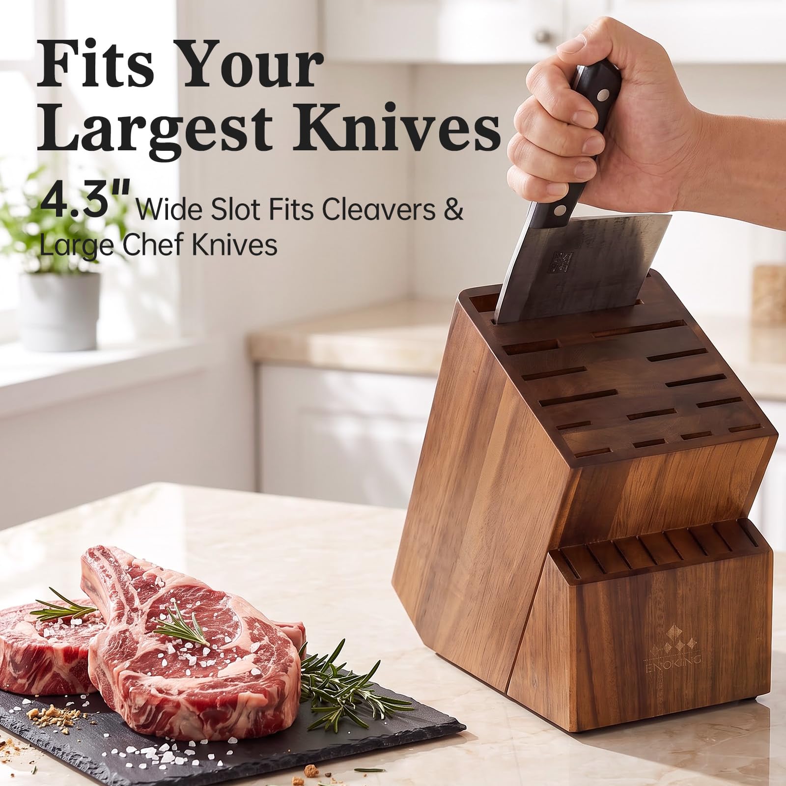 ENOKING Knife Block - 25 Slots, Wood Storage -3