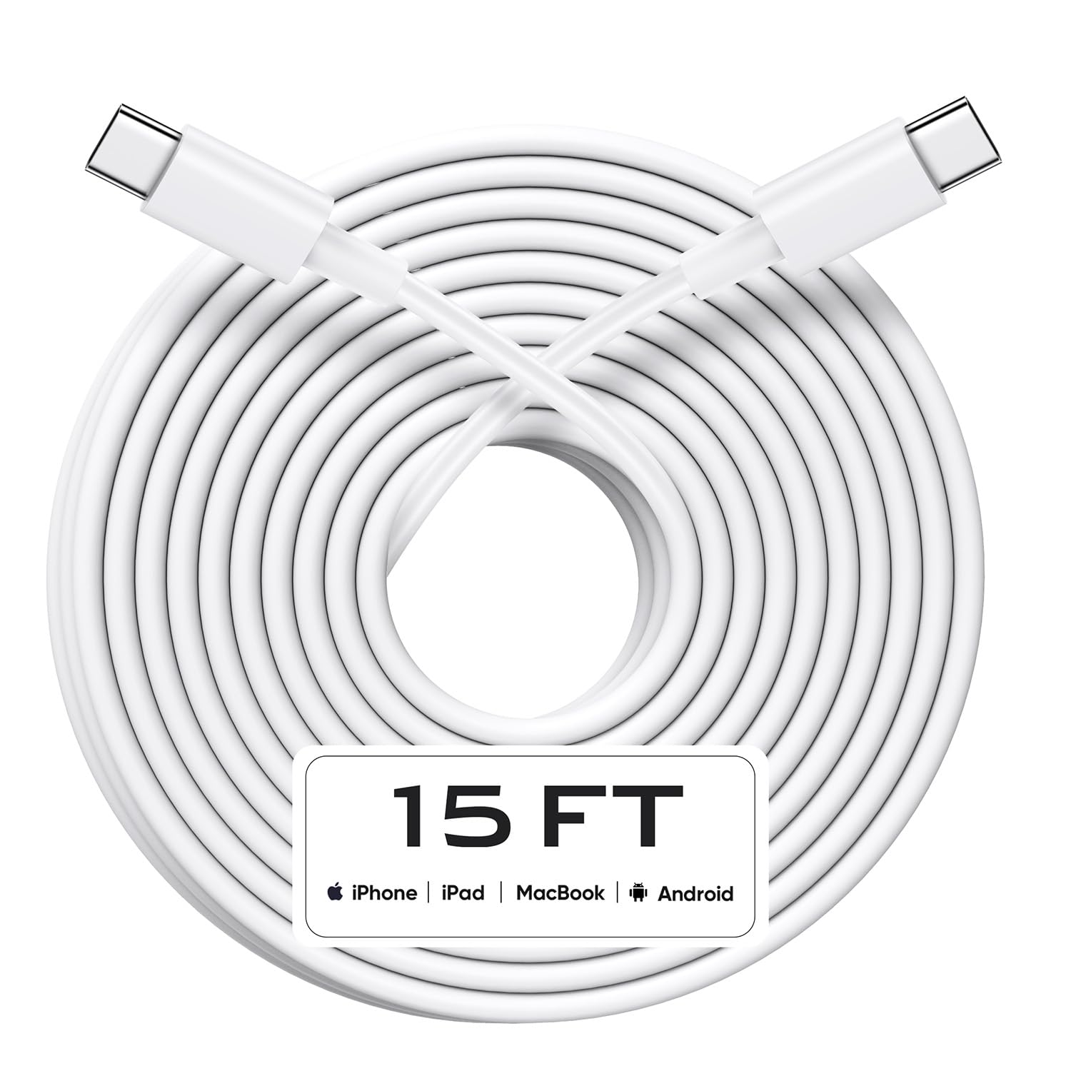 Cavo da USB C a USB C da 3,5 m, 60 W, ricarica rapida, extra lungo da USBC a USBC, per iPhone 16/16 Plus/16 Pro/16 Pro Max, iPhone serie 15, Galaxy S24 Ultra S23, Pixel, PS5, Switch e altro