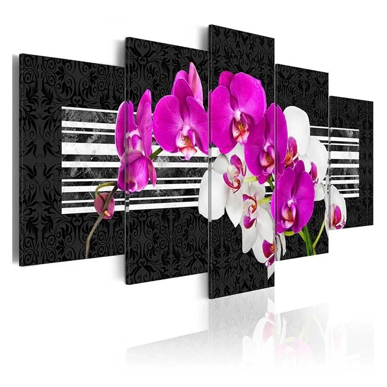 Décoration de salon moderne avec tableau fleurs de lys pour habiller un mur vide