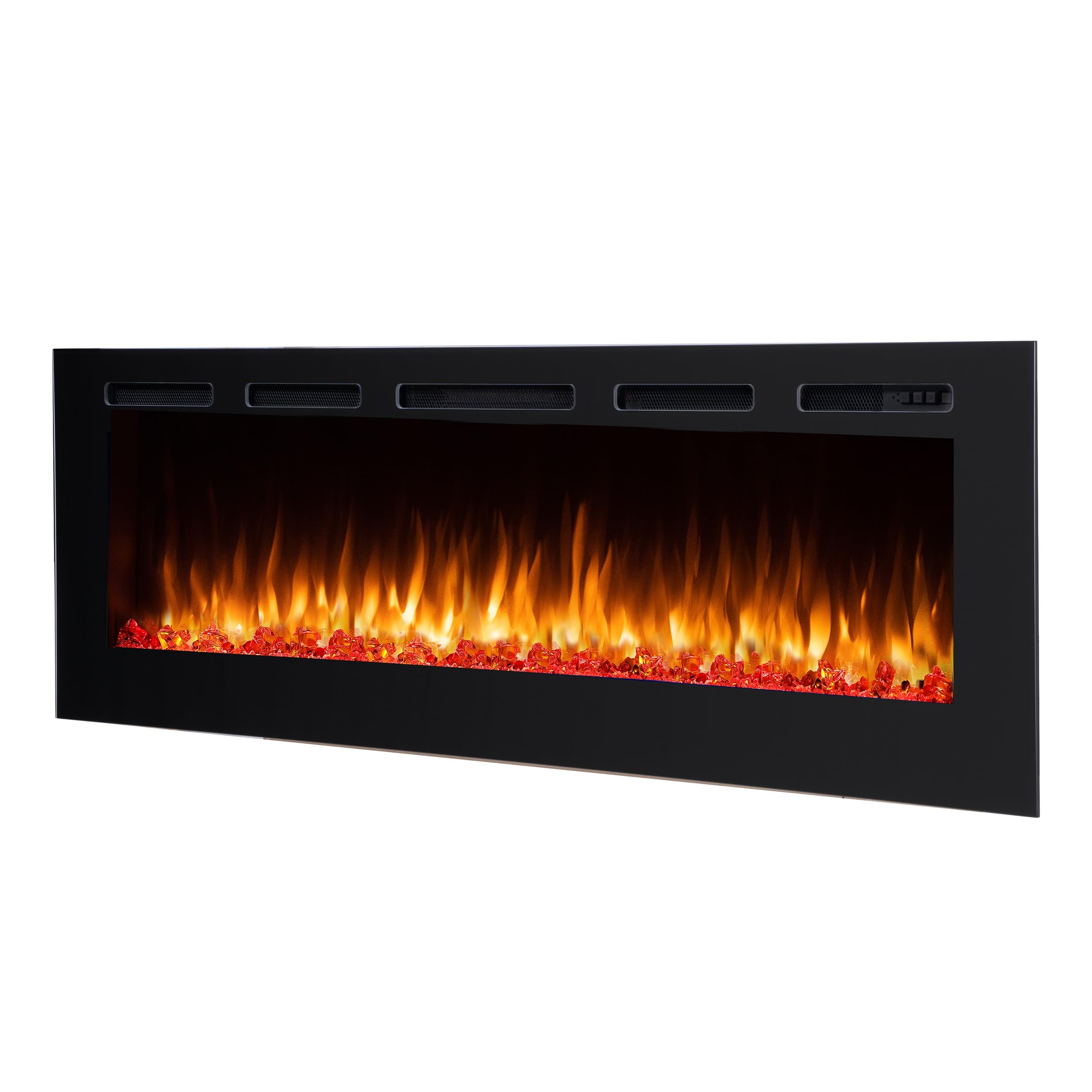 BALDERIA Elektrischer Einbaukamin Fiamma 68" Schwarz | 3D-Flammeneffekt, Heizung 2000W, LED-Beleuchtung, Kamin mit Fernbedienung, Timer, Startsteuerung & Thermostat