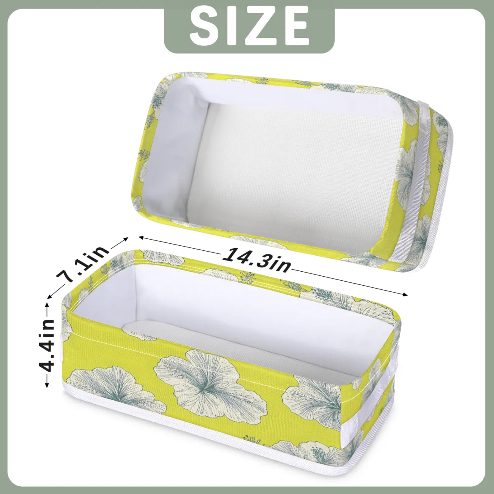 Tablerazzi Toilet Tank Topper Paper Basket with Handle, Botanical Boho Floral Leaf Bathroom Storage Basket for Organizing, Small Fabric Storage Bins for Bathroom Decor