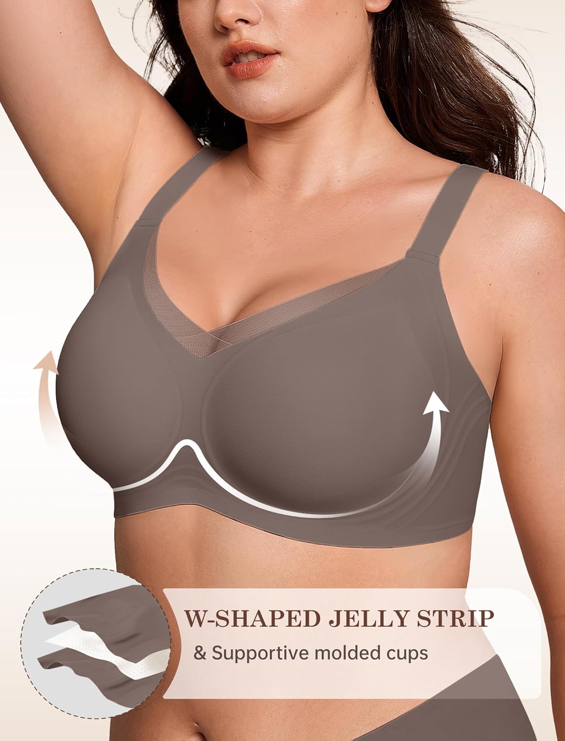 Lace V Seamless Bras for Women No Underwire Bralettes Push Up Wireless Supportive Full Coverage Everyday Bras - Image 2